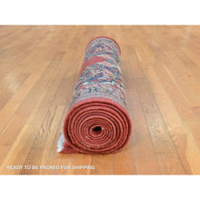 Load image into Gallery viewer, 3&#39;7&quot;x15&#39; Chili Red, Semi Antique Persian Sarouk, Medallion Open Field Design, Full And Soft Even Pile And Clean, 100% Wool, Hand Knotted, Wide Runner, Oriental Rug FWR470712