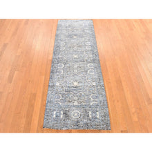 Load image into Gallery viewer, 2&#39;7&quot;x8&#39; Powder Blue, Silken Mamluk Design, Washed Out, Hand Knotted, Oriental, Wide Runner Rug FWR470718