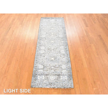 Load image into Gallery viewer, 2&#39;7&quot;x8&#39; Powder Blue, Silken Mamluk Design, Washed Out, Hand Knotted, Oriental, Wide Runner Rug FWR470718