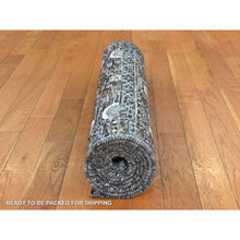 Load image into Gallery viewer, 2&#39;7&quot;x8&#39; Powder Blue, Silken Mamluk Design, Washed Out, Hand Knotted, Oriental, Wide Runner Rug FWR470718