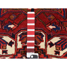 Load image into Gallery viewer, 3&#39;4&quot;x10&#39;9&quot; Savvy Red, Semi Antique Persian Heriz, Geometric Medallion Design, Clean, Full And Soft Even Pile, 100% Wool, Hand Knotted, Oriental, Wide Runner Rug FWR470730