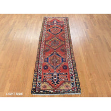 Load image into Gallery viewer, 3&#39;2&quot;x10&#39; Tomato Red, Semi Antique Persian Heriz, Geometric Medallion Design, Clean, Full and Soft Even Pile, 100% Wool, Hand Knotted, Oriental, Wide Runner Rug FWR470736