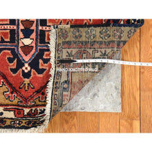 Load image into Gallery viewer, 3&#39;2&quot;x10&#39; Tomato Red, Semi Antique Persian Heriz, Geometric Medallion Design, Clean, Full and Soft Even Pile, 100% Wool, Hand Knotted, Oriental, Wide Runner Rug FWR470736