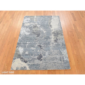 4'x6' Nevada Gray, Galaxy Design, 100% Wool, Hand Knotted Oriental Rug FWR470754