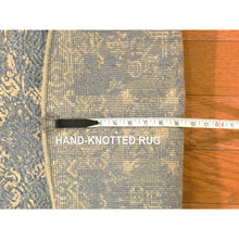 Load image into Gallery viewer, 4&#39;x4&#39; Stone Blue, Wool and Pure Silk, Jewelry Design, Hand Knotted, Round, Oriental Rug FWR470766