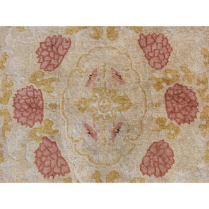 4'x6'9" Khaki Brown, Antique Chinese Peking, Full Pile, Clean, Excellent Condition, Oval Shape, 100% Wool, Hand Knotted Oriental Rug FWR470772