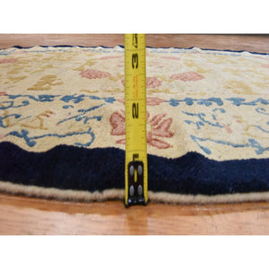4'x6'9" Khaki Brown, Antique Chinese Peking, Full Pile, Clean, Excellent Condition, Oval Shape, 100% Wool, Hand Knotted Oriental Rug FWR470772