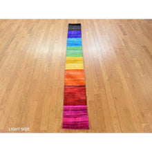 Load image into Gallery viewer, 1&#39;x9&#39; Yellow, Colorful Chart Blanket, Sample, Sari Silk Hand Knotted Oriental Rug To Take Orders From FWR470778