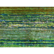 Load image into Gallery viewer, 1&#39;x9&#39; Yellow, Colorful Chart Blanket, Sample, Sari Silk Hand Knotted Oriental Rug FWR470778