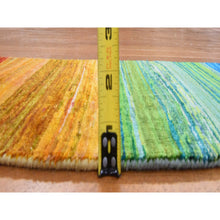 Load image into Gallery viewer, 1&#39;x9&#39; Yellow, Colorful Chart Blanket, Sample, Sari Silk Hand Knotted Oriental Rug To Take Orders From FWR470778