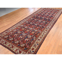 Load image into Gallery viewer, 7&#39;2&quot;x19&#39;3&quot; Midnight Blue, Antique Persian Bakhtiari with Repetitive Botanical Design, Gallery Size, Hand Knotted, 100% Wool, XL, Oriental Rug FWR470802