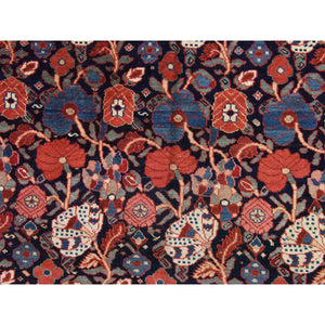 7'2"x19'3" Midnight Blue, Antique Persian Bakhtiari with Repetitive Botanical Design, Gallery Size, Hand Knotted, 100% Wool, XL, Oriental Rug FWR470802