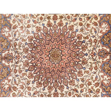 Load image into Gallery viewer, 2&#39;7&quot;x3&#39;10&quot; Alabaster White, Persian Qum, 400 KPSI, Super Fine 100% Silk, Hand Knotted, Mat, Small, Oriental Rug FWR470814