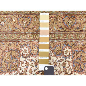 2'7"x3'10" Alabaster White, Persian Qum, 400 KPSI, Super Fine 100% Silk, Hand Knotted, Mat, Small, Oriental Rug FWR470814