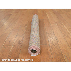 2'7"x3'10" Alabaster White, Persian Qum, 400 KPSI, Super Fine 100% Silk, Hand Knotted, Mat, Small, Oriental Rug FWR470814