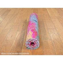 Load image into Gallery viewer, 2&#39;x3&#39;1&quot; Gainsboro Gray, Diminishing Cypress Tree With Medallion Design, Silk with Textured Wool, Hand Knotted, Sample Mat Oriental Rug FWR526746