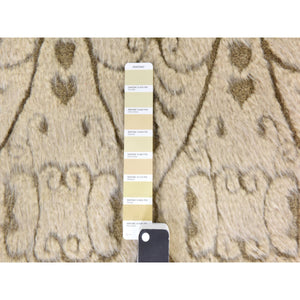 2'x3'2" Beige, High and Low Textured Design, Natural Undyed Wool, Hand Knotted, Mat, Sample, Oriental Rug FWR470832