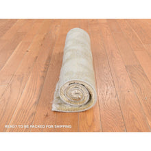 Load image into Gallery viewer, 2&#39;x3&#39;2&quot; Beige, High And Low Textured Design, Natural Undyed Wool, Hand Knotted, Mat, Sample, Oriental Rug FWR470838