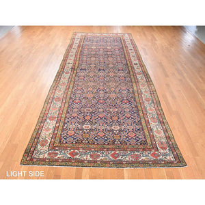 6'4"x16'3" Midnight Blue, Antique Persian Fereghan Sarouk With Intricate And Repetitive Geometric Flower Design, Hand Knotted, 100% Wool, Gallery Size, Wide Runner, Oriental Rug FWR470850