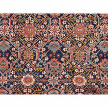 Load image into Gallery viewer, 6&#39;4&quot;x16&#39;3&quot; Midnight Blue, Antique Persian Fereghan Sarouk With Intricate And Repetitive Geometric Flower Design, Hand Knotted, 100% Wool, Gallery Size, Wide Runner, Oriental Rug FWR470850