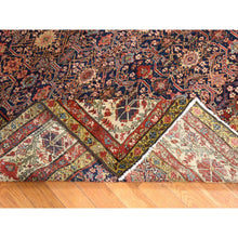 Load image into Gallery viewer, 6&#39;4&quot;x16&#39;3&quot; Midnight Blue, Antique Persian Fereghan Sarouk With Intricate And Repetitive Geometric Flower Design, Hand Knotted, 100% Wool, Gallery Size, Wide Runner, Oriental Rug FWR470850