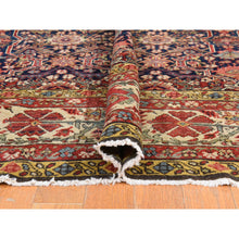 Load image into Gallery viewer, 6&#39;4&quot;x16&#39;3&quot; Midnight Blue, Antique Persian Fereghan Sarouk With Intricate And Repetitive Geometric Flower Design, Hand Knotted, 100% Wool, Gallery Size, Wide Runner, Oriental Rug FWR470850