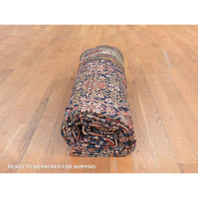 Load image into Gallery viewer, 6&#39;4&quot;x16&#39;3&quot; Midnight Blue, Antique Persian Fereghan Sarouk With Intricate And Repetitive Geometric Flower Design, Hand Knotted, 100% Wool, Gallery Size, Wide Runner, Oriental Rug FWR470850