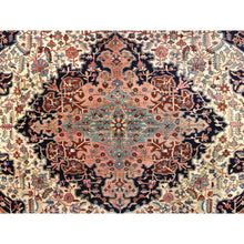 Load image into Gallery viewer, 8&#39;5&quot;x11&#39;4&quot; Chiffon White, Antique Persian Sarouk Fereghan, Intricate Small Flower and Serrated Leaf Center Medallion Design, Good Condition and Clean, 100% Wool, Hand Knotted, Oriental Rug FWR470856