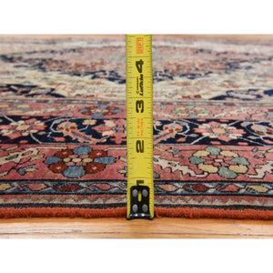 8'5"x11'4" Chiffon White, Antique Persian Sarouk Fereghan, Intricate Small Flower and Serrated Leaf Center Medallion Design, Good Condition and Clean, 100% Wool, Hand Knotted, Oriental Rug FWR470856