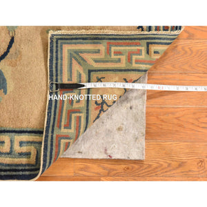 2'x3'9" Dark Vanilla Brown, Antique Peking Chinese, Good Condition And Clean, Hand Knotted, 100% Wool, Mat, Oriental Rug FWR470862