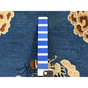 3'x5'6" Imperial Blue, Antique Chinese Peking With A Dragon Center Medallion, Good Condition And Clean, Full Pile And Soft, 100% Wool, Hand Knotted, Oriental Rug FWR470868