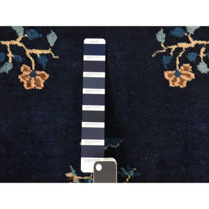 3'x4'6" Midnight Blue, Antique Peking Chinese, Good Condition And Clean, Full Pile And Soft, 100% Wool, Hand Knotted, Mat, Oriental Rug FWR470874