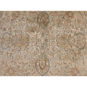 9'9"x13' Light Brown, Vintage Persian Tabriz, Good Condition and Clean, Full Pile and Soft, All Over Design, 100% Wool, Hand Knotted, Oriental Rug FWR470880