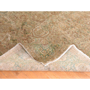 9'9"x13' Light Brown, Vintage Persian Tabriz, Good Condition and Clean, Full Pile and Soft, All Over Design, 100% Wool, Hand Knotted, Oriental Rug FWR470880
