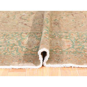 9'9"x13' Light Brown, Vintage Persian Tabriz, Good Condition and Clean, Full Pile and Soft, All Over Design, 100% Wool, Hand Knotted, Oriental Rug FWR470880