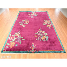 Load image into Gallery viewer, 9&#39;10&quot;x13&#39;5&quot; Magenta Purple, Antique Nichols, Chinese Art Deco, Hand Knotted, 100% Wool, Clean, Sides And Ends Professionally Redone And Secured, Slight Wear, Oriental Rug FWR470886