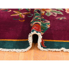 Load image into Gallery viewer, 9&#39;10&quot;x13&#39;5&quot; Magenta Purple, Antique Nichols, Chinese Art Deco, Hand Knotted, 100% Wool, Clean, Sides And Ends Professionally Redone And Secured, Slight Wear, Oriental Rug FWR470886