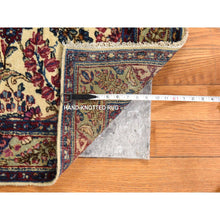 Load image into Gallery viewer, 3&#39;x12&#39; Oyster White, Antique Persian Kerman, Hand Knotted, 100% Wool, Clean, Sides And Ends Professionally Secured, Good Condition, Runner, Oriental Rug FWR470910