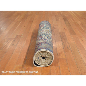 3'x12' Oyster White, Antique Persian Kerman, Hand Knotted, 100% Wool, Clean, Sides And Ends Professionally Secured, Good Condition, Runner, Oriental Rug FWR470910