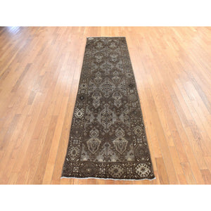 2'10"x9'2" Pecan Brown, Washed Out Afghan Baluch With Natural Colors, Hand Knotted, Pure Wool, Runner, Oriental Rug FWR470946