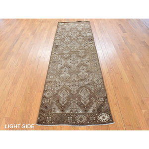 2'10"x9'2" Pecan Brown, Washed Out Afghan Baluch With Natural Colors, Hand Knotted, Pure Wool, Runner, Oriental Rug FWR470946