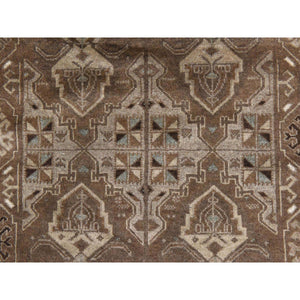 2'10"x9'2" Pecan Brown, Washed Out Afghan Baluch With Natural Colors, Hand Knotted, Pure Wool, Runner, Oriental Rug FWR470946