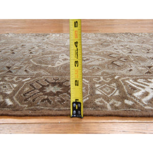 2'10"x9'2" Pecan Brown, Washed Out Afghan Baluch With Natural Colors, Hand Knotted, Pure Wool, Runner, Oriental Rug FWR470946