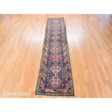 Load image into Gallery viewer, 2&#39;8&quot;x12&#39; Navy Blue, Antique Persian Hamadan Rug, Signed, Good Condition, Clean And Soft, Geometric Medallions Design, 100% Wool, Hand Knotted, Runner, Oriental FWR470958