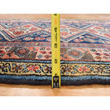 Load image into Gallery viewer, 2&#39;8&quot;x12&#39; Navy Blue, Antique Persian Hamadan Rug, Signed, Good Condition, Clean And Soft, Geometric Medallions Design, 100% Wool, Hand Knotted, Runner, Oriental FWR470958