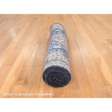 Load image into Gallery viewer, 2&#39;8&quot;x12&#39; Navy Blue, Antique Persian Hamadan Rug, Signed, Good Condition, Clean And Soft, Geometric Medallions Design, 100% Wool, Hand Knotted, Runner, Oriental FWR470958