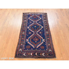 Load image into Gallery viewer, 4&#39;x8&#39; Yale Blue, Antique Caucasian Rug, Armenian Kazak, Good Condition, Clean And Soft, Geometric Medallions Design, 100% Wool, Hand Knotted, Full Pile FWR470964
