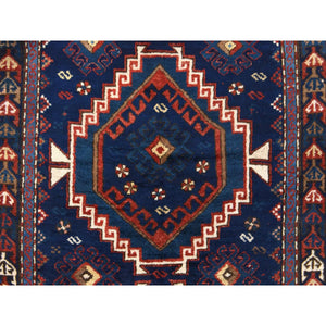 4'x8' Yale Blue, Antique Caucasian Rug, Armenian Kazak, Good Condition, Clean And Soft, Geometric Medallions Design, 100% Wool, Hand Knotted, Full Pile FWR470964