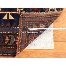 Load image into Gallery viewer, 4&#39;x8&#39; Yale Blue, Antique Caucasian Rug, Armenian Kazak, Good Condition, Clean And Soft, Geometric Medallions Design, 100% Wool, Hand Knotted, Full Pile FWR470964