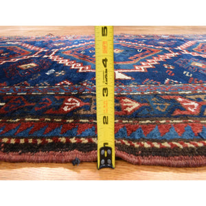 4'x8' Yale Blue, Antique Caucasian Rug, Armenian Kazak, Good Condition, Clean And Soft, Geometric Medallions Design, 100% Wool, Hand Knotted, Full Pile FWR470964